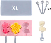 ProductGoods - Ijsvorm Flamingo - Zomer Product - 3 Stuks - Yoghurt Ijsjes - Fruit Ijsjes - Bakvorm - Chocoladevorm - 3 Recyclebaar Stokjes - Kleur Roze