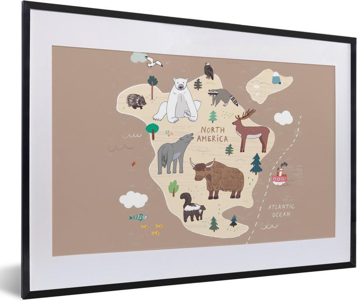 Wereldkaart kinderen - Dieren - Bruin