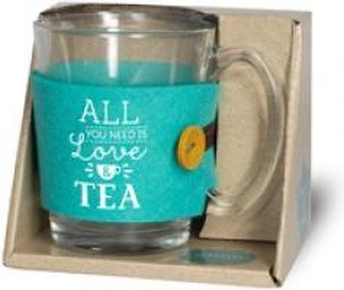 Verjaardag - Theeglas - Love - Voorzien van een zijden lint met de tekst "Speciaal voor jou" - In cadeauverpakking met gekleurd lint