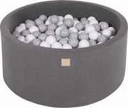 MeowBaby® Ronde Ballenbak set incl 300 ballen 90x30cm - Donker Grijs: Grijs