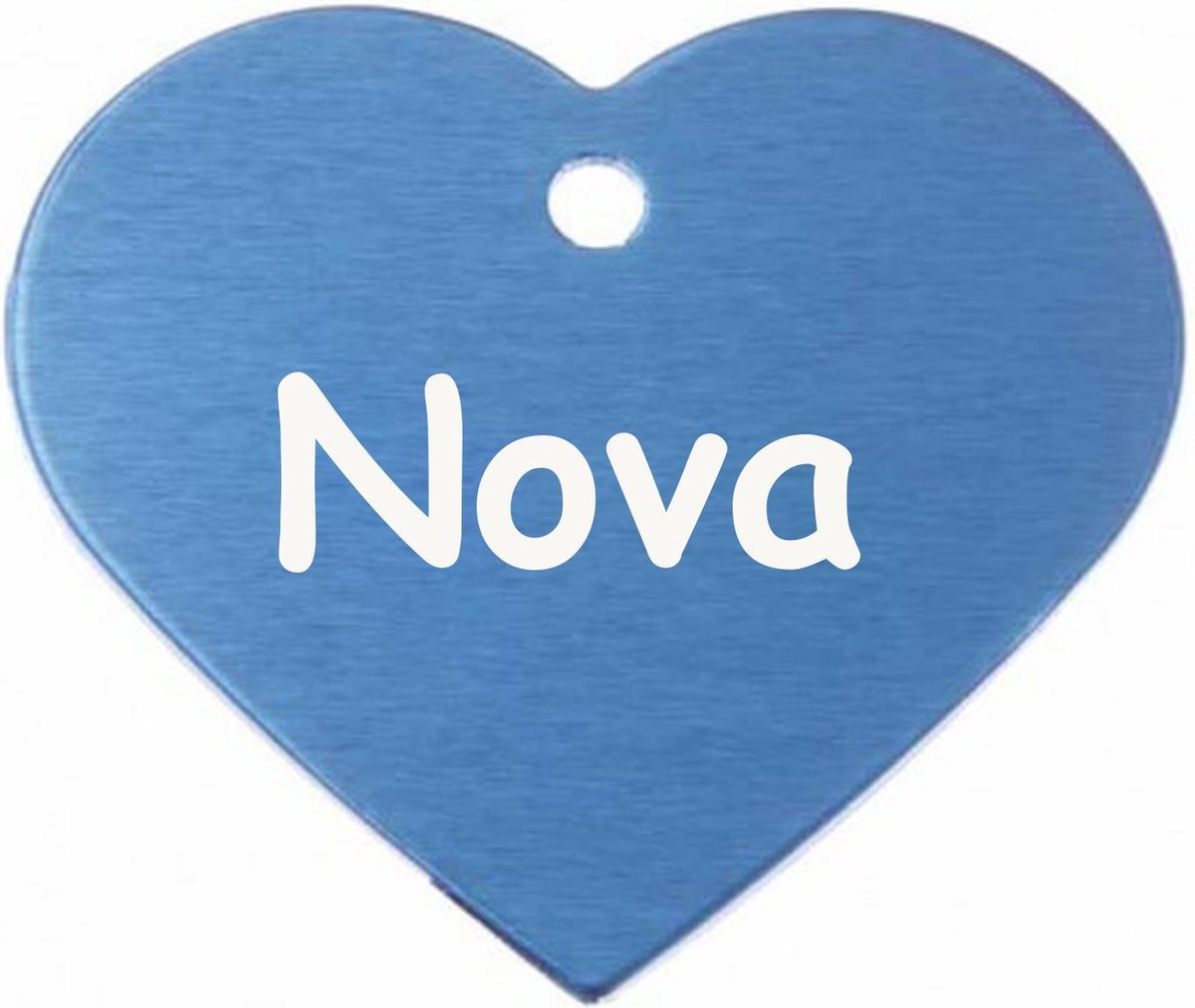 Hondenpenning Hart Groot blauw | 1 zijde graveren | 38x32 mm | Anod.Alu.