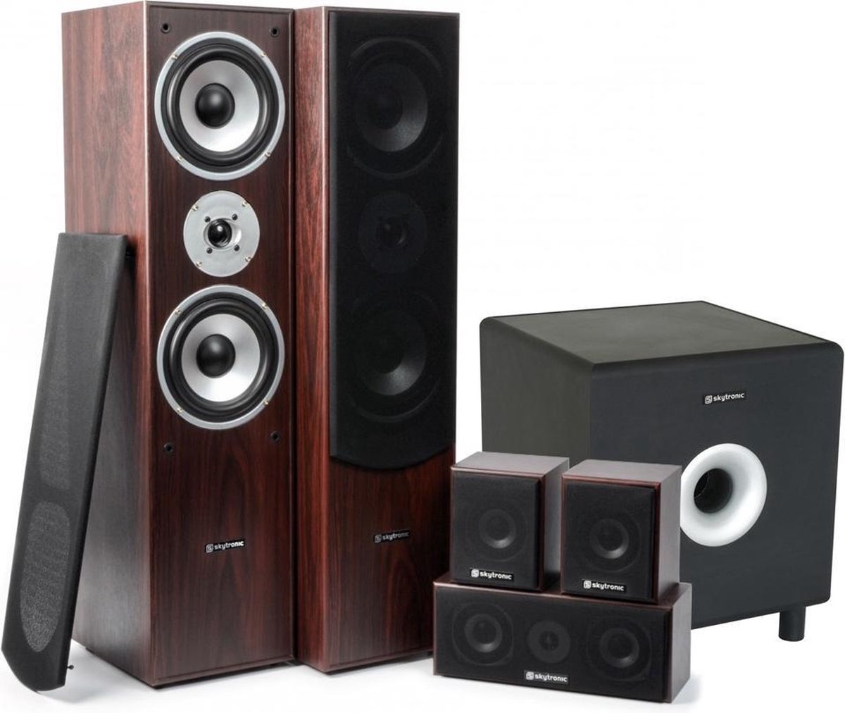 Fenton 5.1 home cinema surround walnoot speakerset 1300W met 8 subwoofer