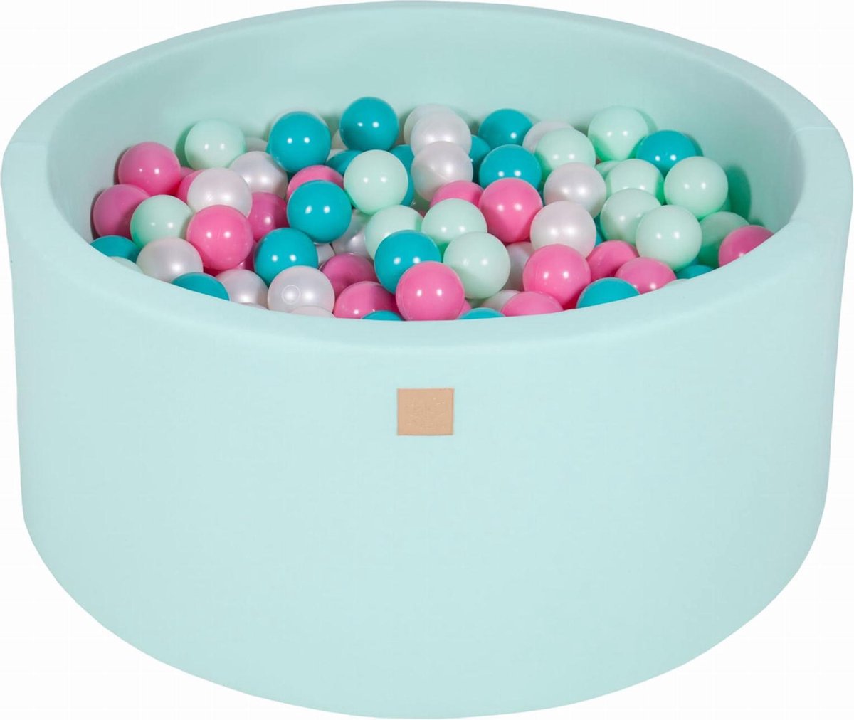 MeowBaby® Ronde Ballenbak set incl 300 ballen 90x40cm - Mint: Parel Wit
