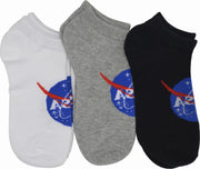 NASA heren sokken - korte katoenen nasa enkelsokken in 3 kleuren - WIT ZWART GRIJS. met logo. maat 39/42