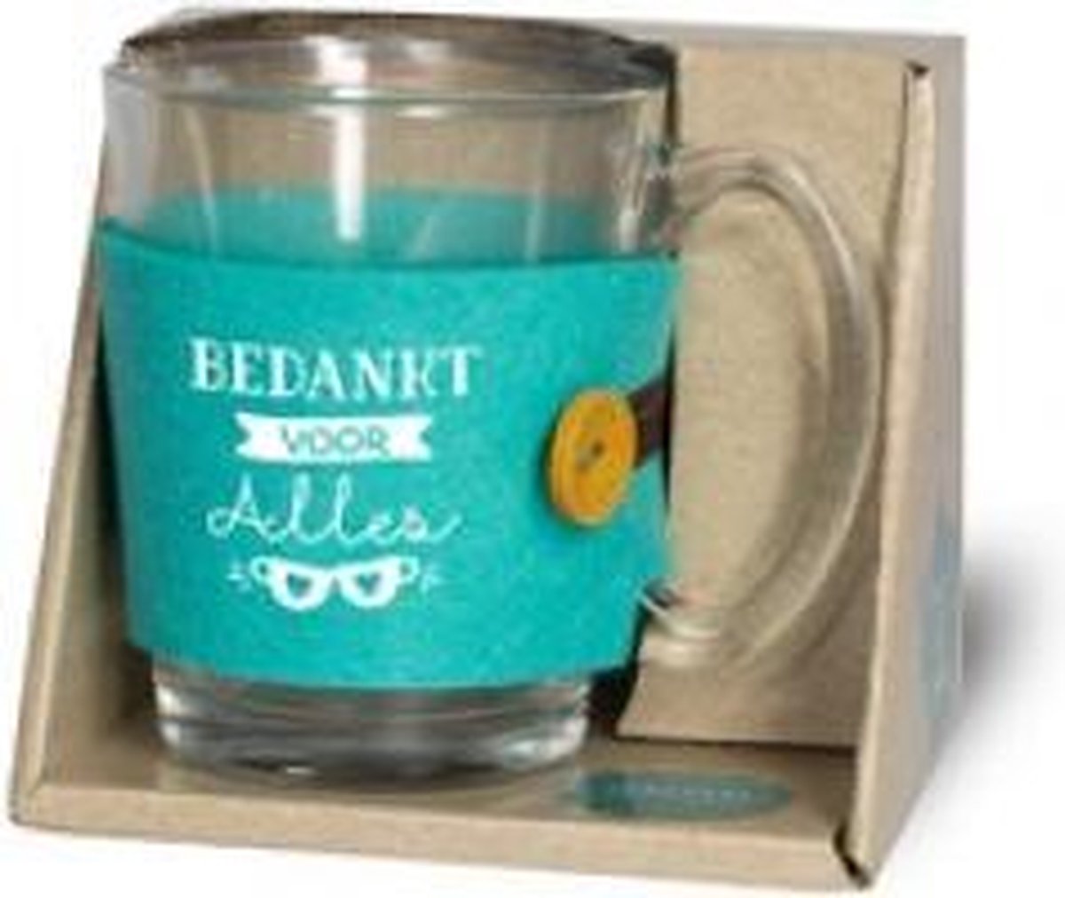 Theeglas - Bedankt voor alles - Gevuld met verpakte Italiaanse Sorini bonbons - Voorzien van een zijden lint met de tekst "Speciaal voor jou" In cadeauverpakking met gekleurd lint