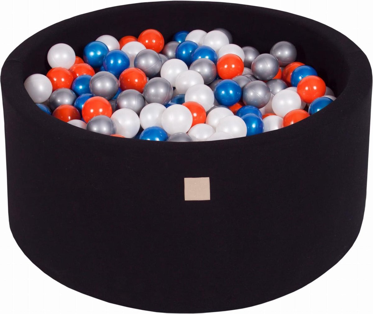 MeowBaby® Ronde Ballenbak set incl 300 ballen 90x40cm - Zwart: Parel Blauw