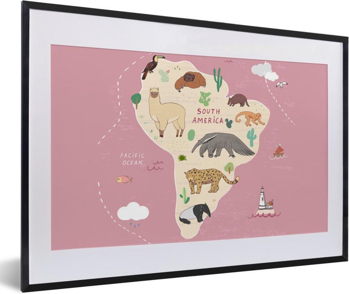 Roze - Wereldkaart kinderen - Dieren