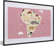 Roze - Wereldkaart kinderen - Dieren