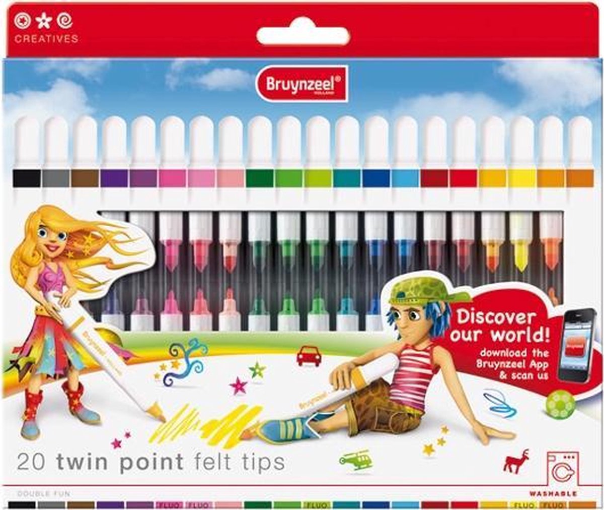 Inspiring Young Twin Points set 20 dubbelpuntstiften viltstiften