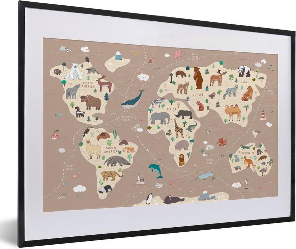 Wereldkaart kinderen - Aarde - Dieren