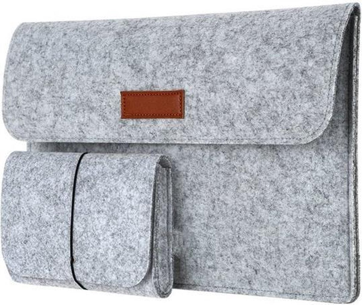ProOffice - Laptop Hoes Vilt - Grijs - Laptop Tas - Laptop Sleeve- Apple Macbook Air Vilten Sleeve - Opbergvakje voor je Telefoon - Geschikt voor elke laptop van 13.3" + Accessoire