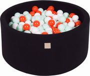 MeowBaby® Ronde Ballenbak set incl 300 ballen 90x40cm - Zwart: Oranje