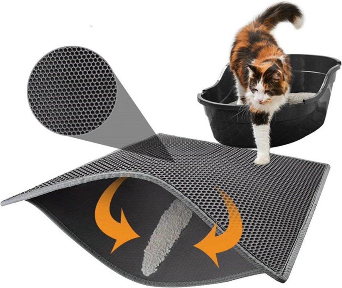 Kattenbakmat – Grit Opvanger – Schoonloopmat – Katten Mat – Matje Voor Kattenbak – 40X50CM - Zwart