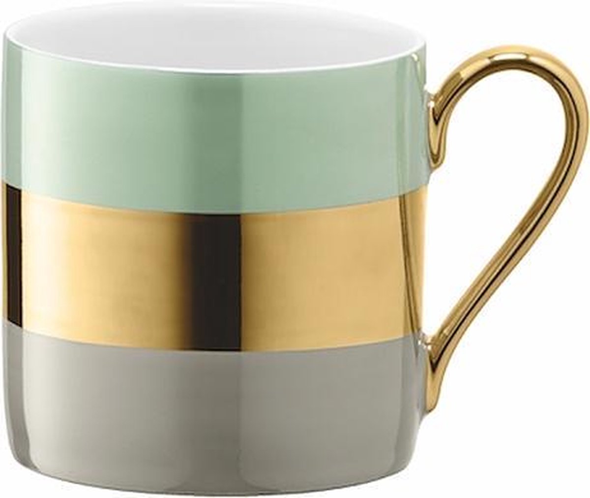 L.S.A. Bangle Koffiebeker - Porselein - 340 ml - Metallic Groen
