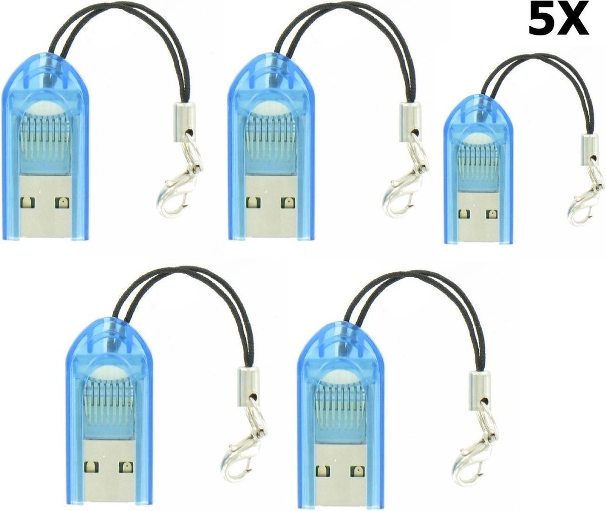 5 Stuks - USB 2.0 microSDHC Memory Card Reader/Writer