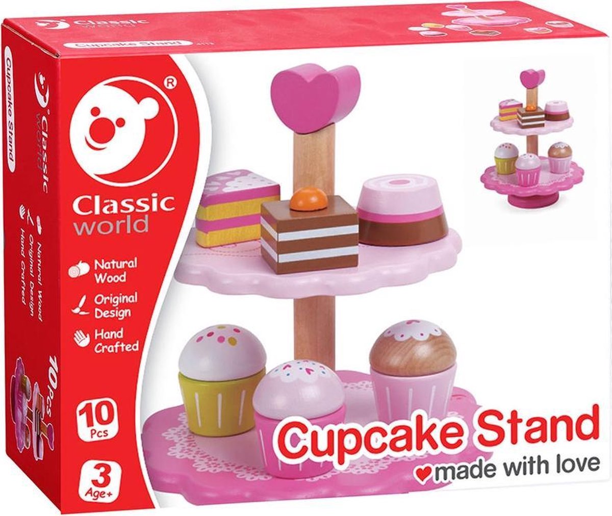 Classic World Houten Cupcakes met Etagère 10-delig