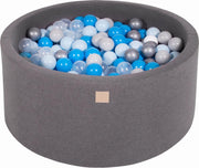 Ronde Ballenbak set incl 300 ballen 90x40cm - Donker Grijs: Blauw