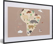 Dieren - Bruin - Wereldkaart kinderen