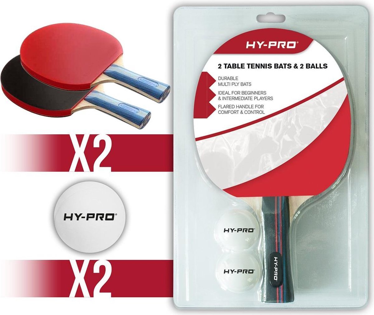 Hy-Pro Tafeltennis Set – Ping Pong e+ 2 Ballen Tafeltennisset