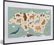 Dieren - Wereldkaart kinderen - Groen