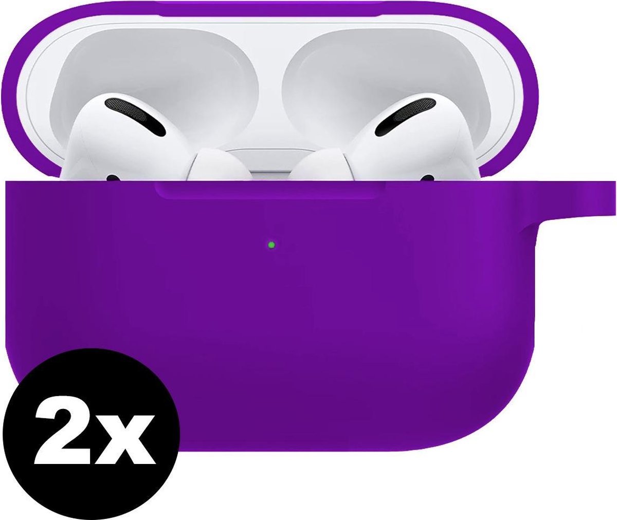Hoes Voor Apple AirPods Pro Case Siliconen Hoesje - Paars - 2 PACK