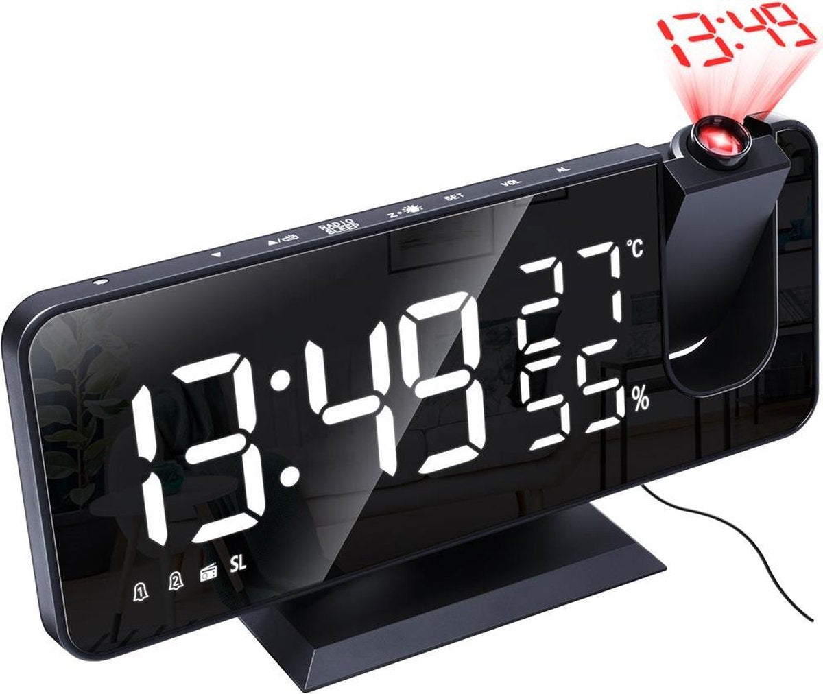 Achaté Wekkerradio Met Projectie - Digitale Wekker - Alarm Clock - Oplader