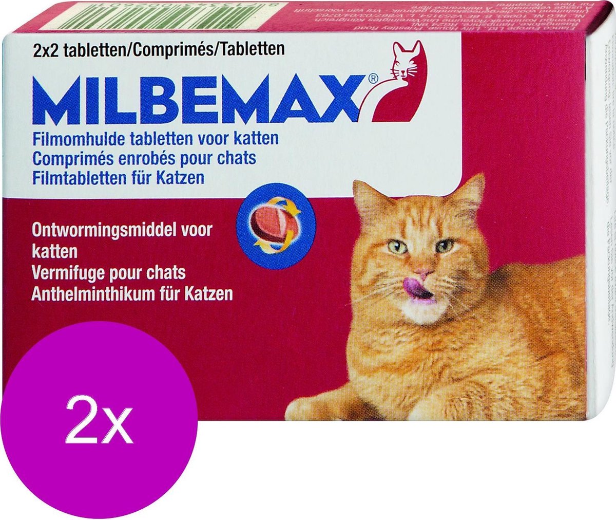 Elanco Milbemax Kat 2 Tot 12kg - Anti wormenmiddel - 2 x Rund 4 tab 2 Tot 12 Kg