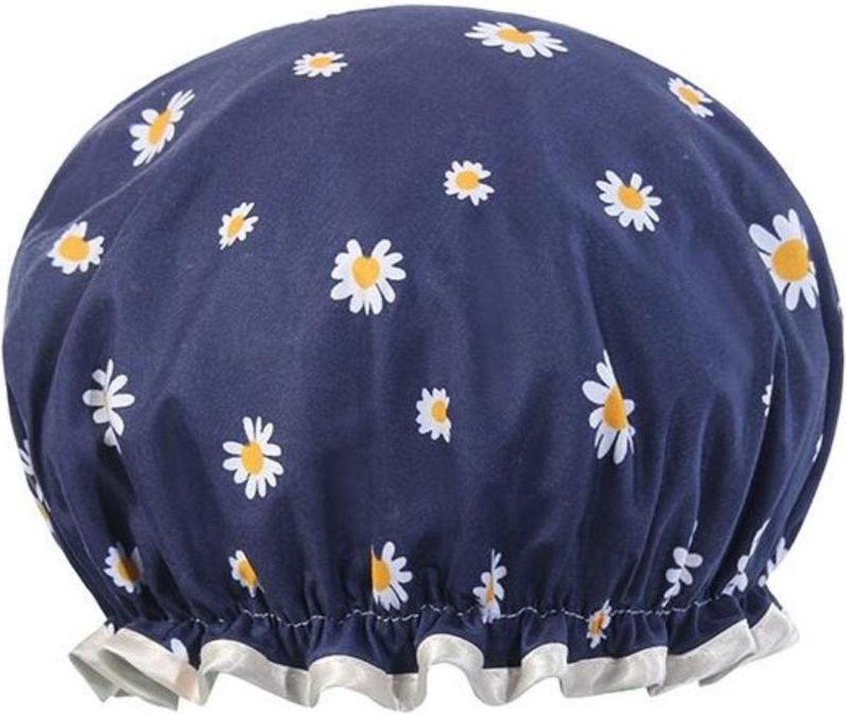 Dikke 1Stuks Douche muts - Shower Cap - Blue Daisy - Waterdicht - BadMuts  - Dubbele Laag - Douchemuts Haar Cover Bedekking - Vrouwen Benodigdheden DoucheCap Badkamer Accessoires