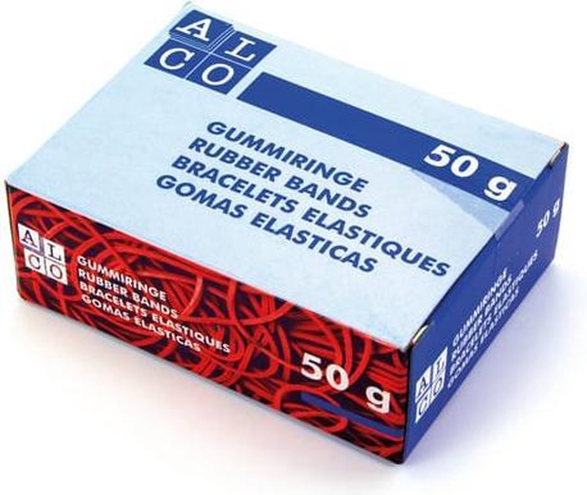 Elastieken Alco 65mm assorti - kartonnen doosje a 50 gram