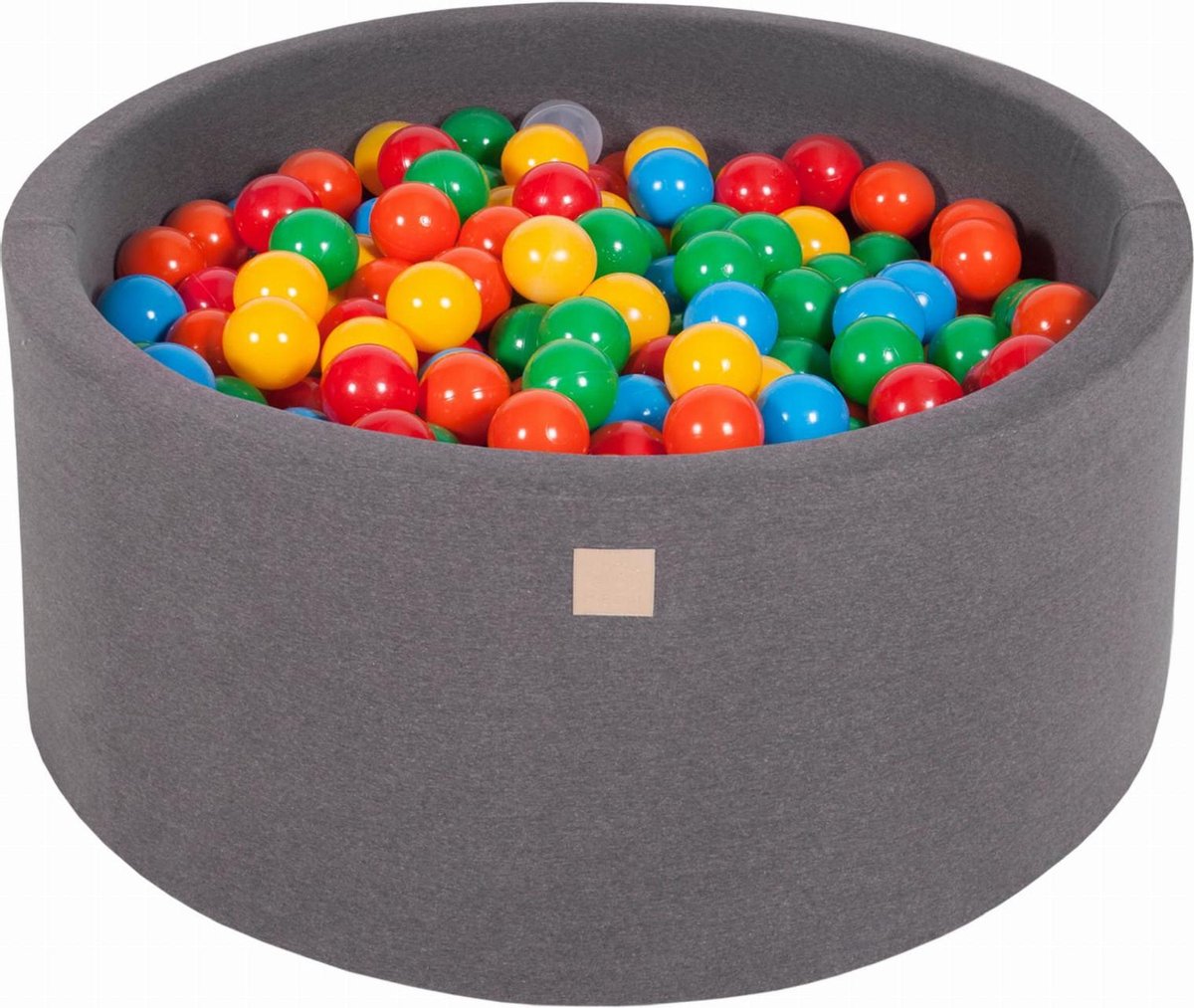 MeowBaby® Ronde Ballenbak set incl 300 ballen 90x40cm - Donker Grijs: Geel