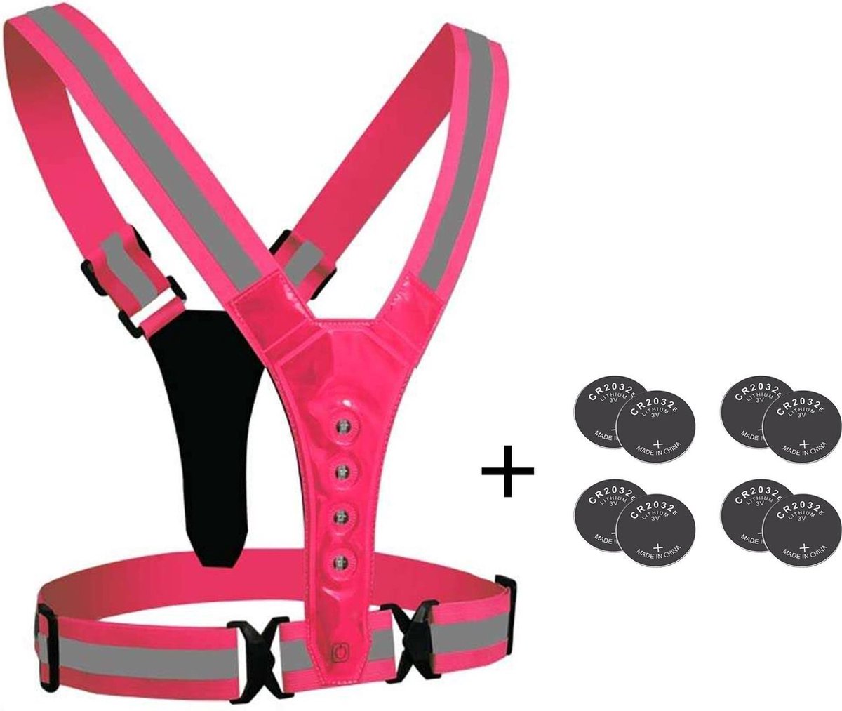 Sport led vest (+8 reserve batterijen) - Hardloopvest met verlichting - Reflecterend Hardloopvest - Hoge zichtbaarheid - Veiligheidsvest - Verstelbaar