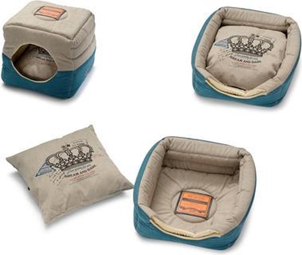 D&D Hondenkussen Royalty Nile Blue Cream 35 x 35 x 18 cm