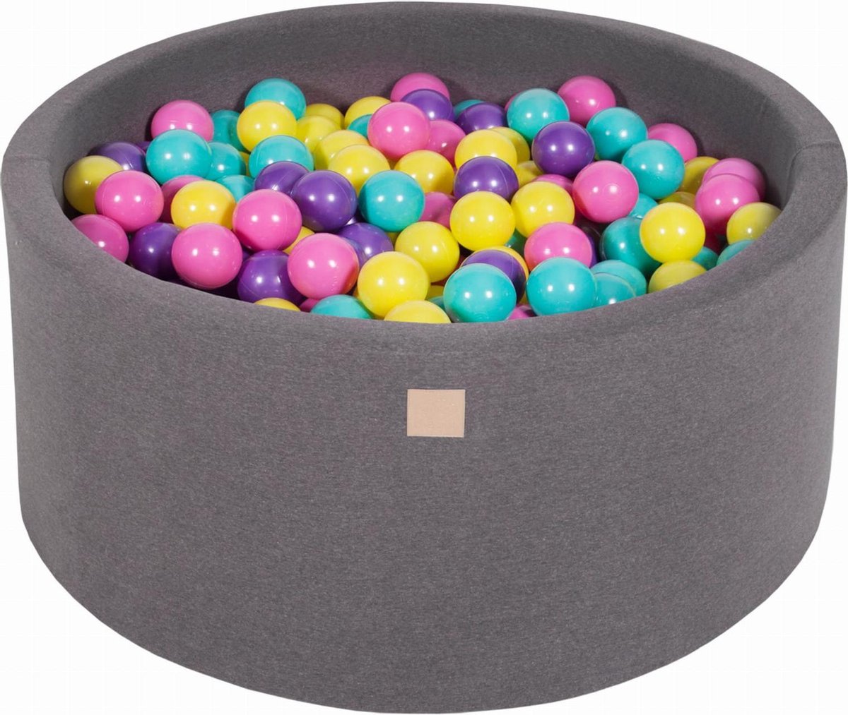 MeowBaby® Ronde Ballenbak set incl 300 ballen 90x40cm - Donker Grijs: Violet