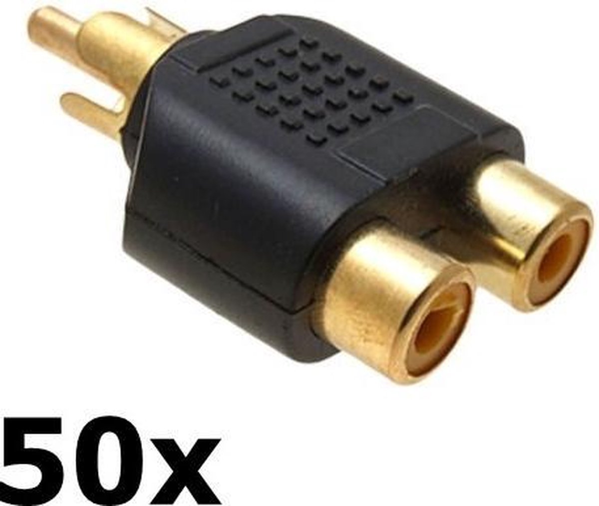 50 Stuks RCA Male naar 2 RCA Female Converter