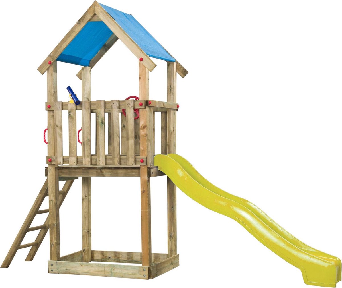 Swing King speeltoren hout met glijbaan Lizzy 390cm - geel