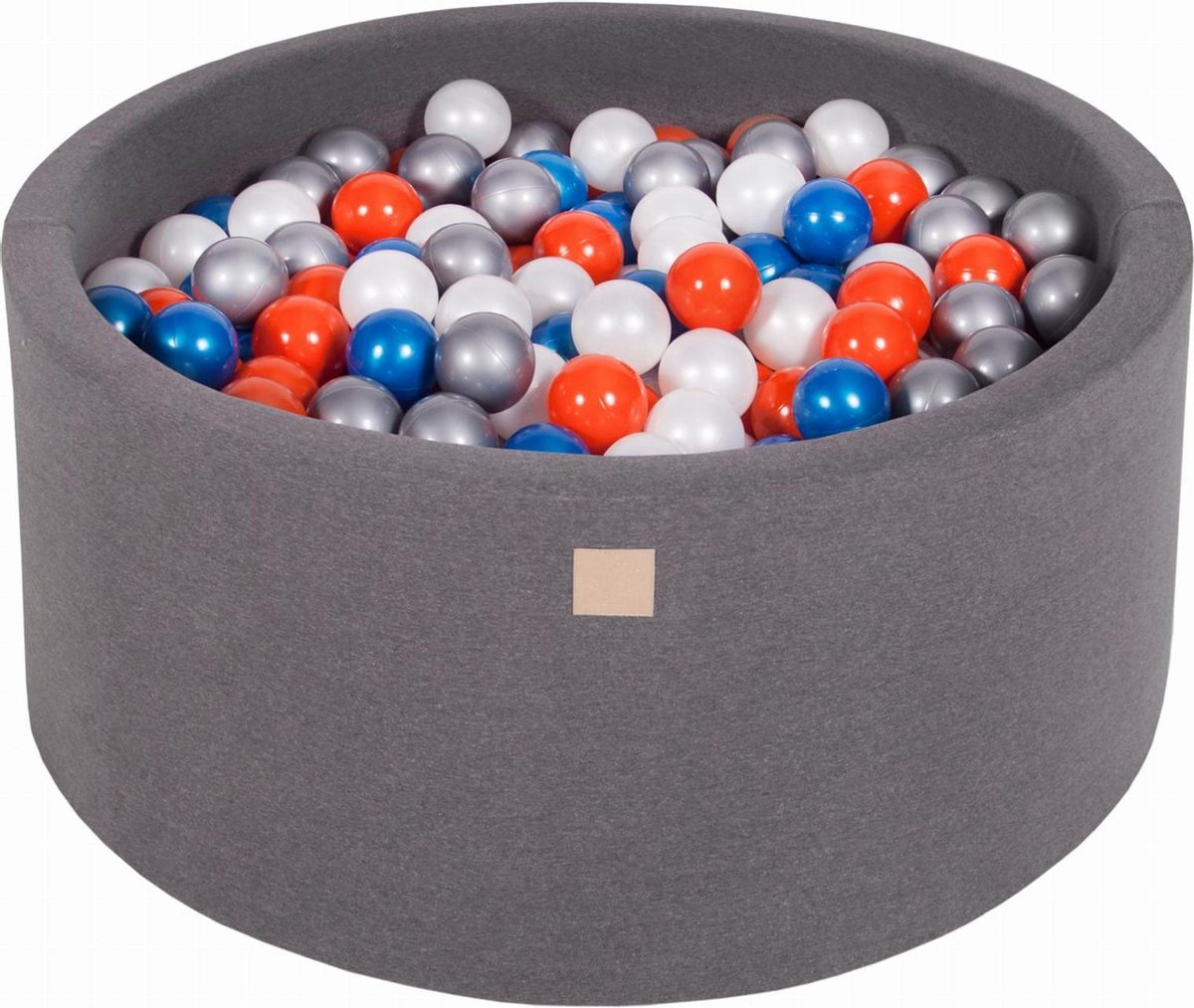 MeowBaby® Ronde Ballenbak set incl 300 ballen 90x40cm - Donker Grijs: Parel Blauw