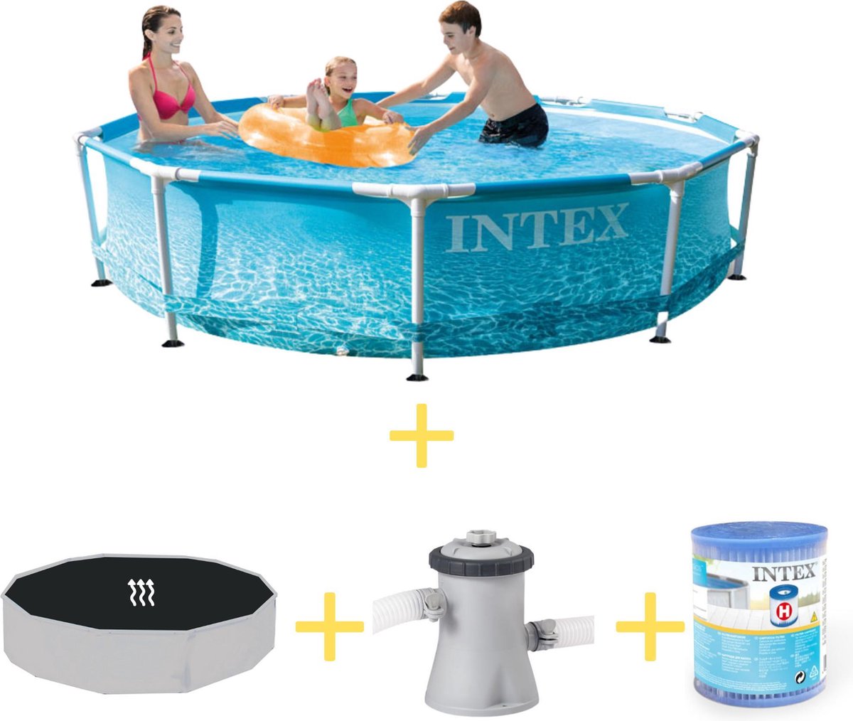 Intex Zwembad - Metal Frame - Strandzijde - 305 x 76 cm - Inclusief Solarzeil