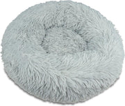 ElegaPet Pluche Fluffy Donut Hondenmand – ⌀ 100 cm Grijs - Kattenmand – Hondenkussen – Kattenkussen – Wasbaar – Antislip