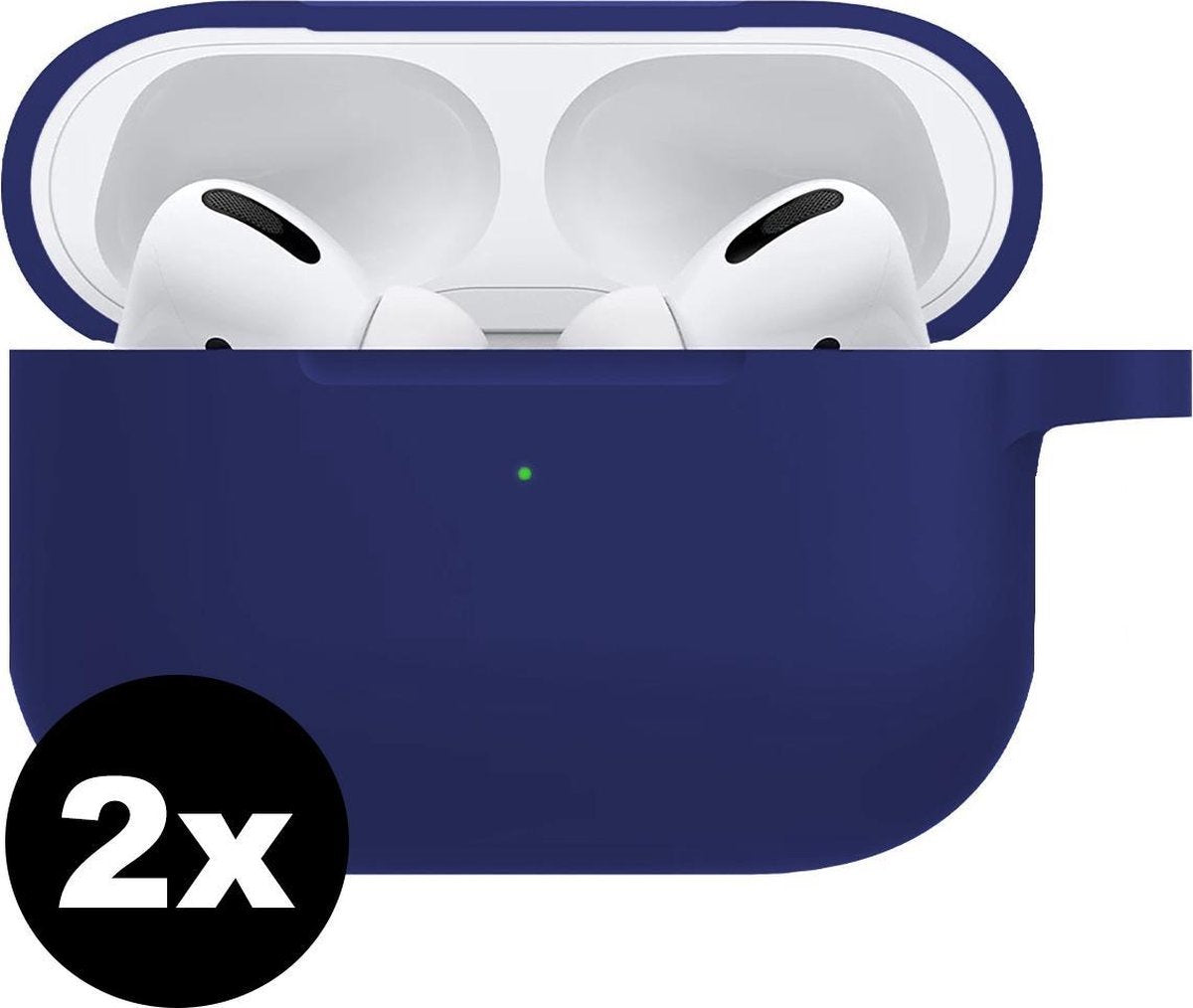 Hoes Voor Apple AirPods Pro Case Siliconen Hoesje - Midnight Blue - 2 PACK