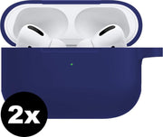 Hoes Voor Apple AirPods Pro Case Siliconen Hoesje - Midnight Blue - 2 PACK