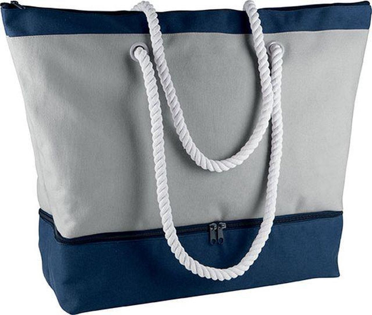 Ki-Mood Strandtas met koelvak - Light Grey/Navy