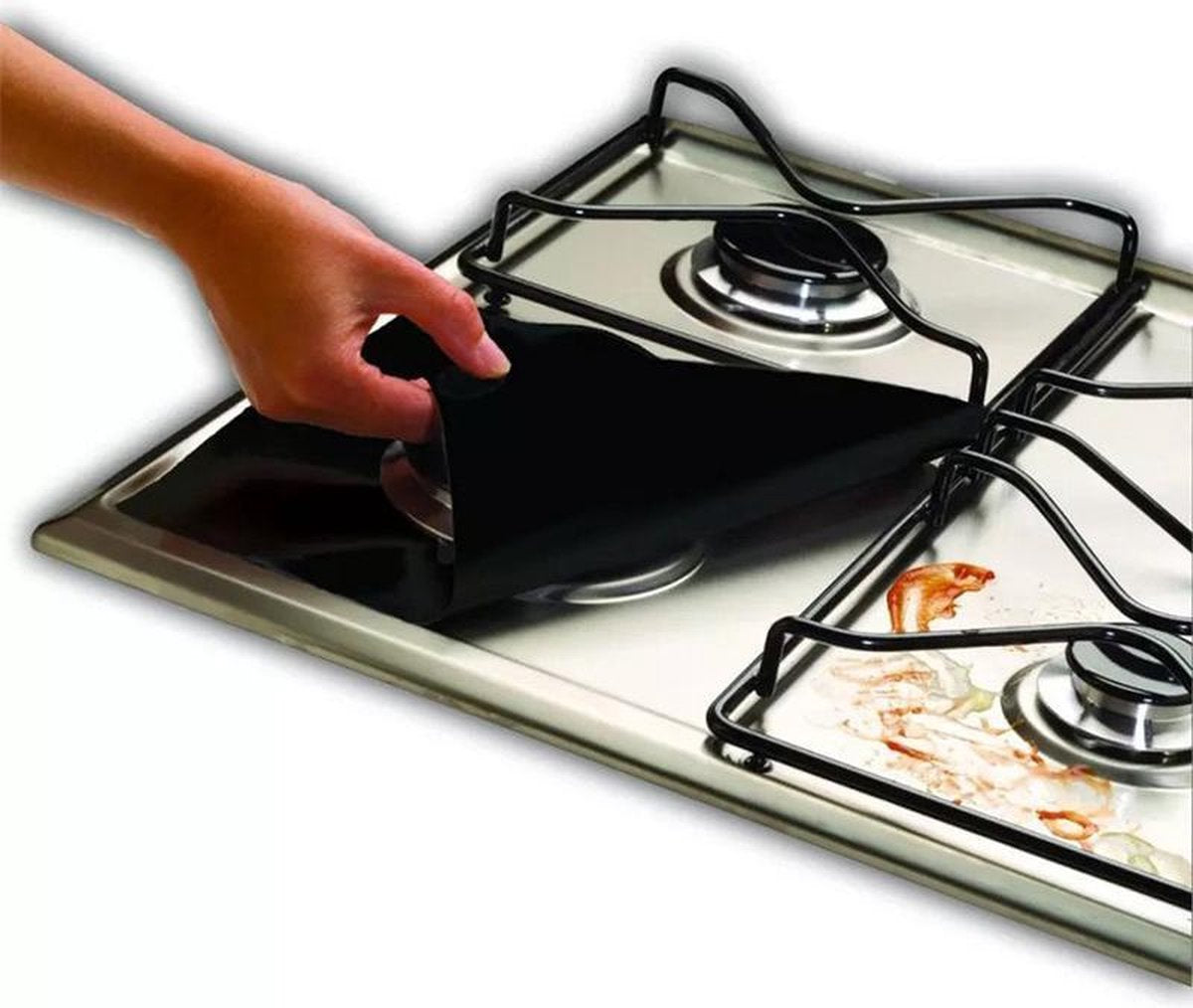 Gasfornuis Beschermer - Beschermhoes Folie - Keuken accessoires - Kachel mat - Herbruikbare Keukenfolie - Keuken - 4 Stuks - Zwart