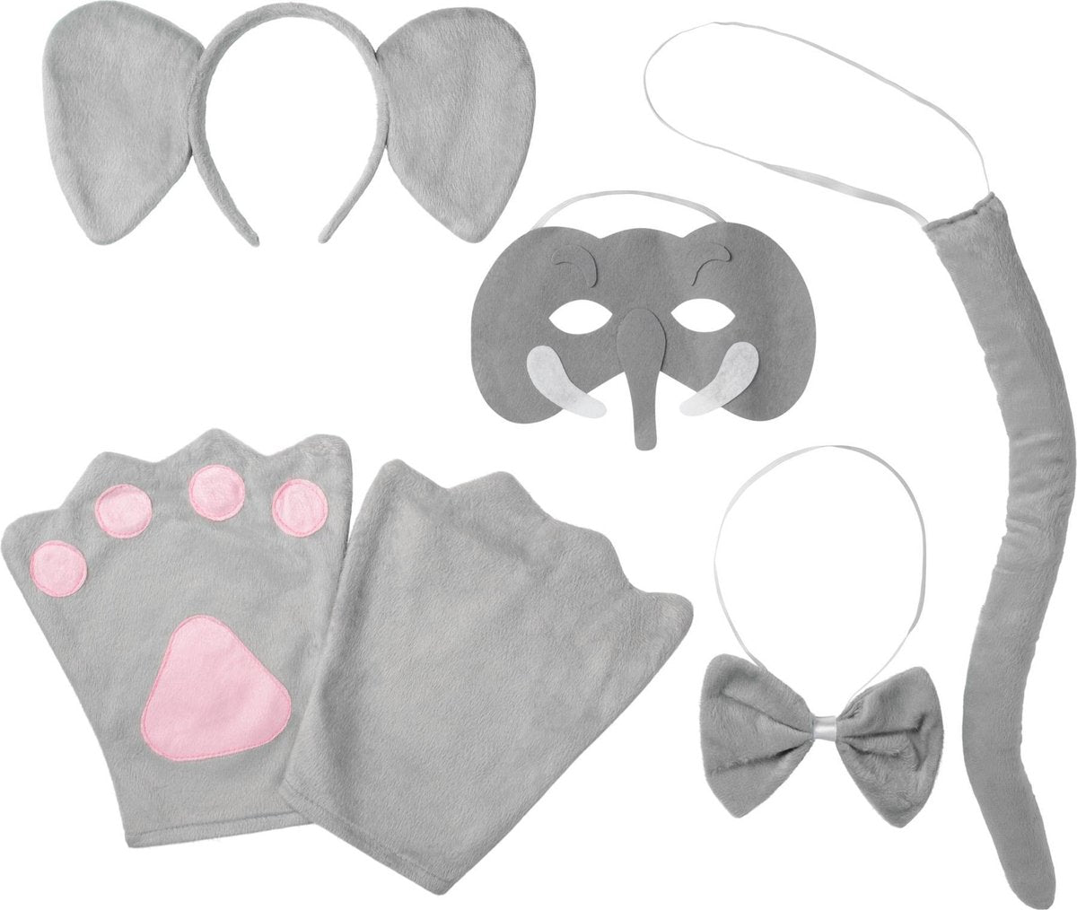 dressforfun - Accessoireset olifant Volwassenen  - verkleedkleding kostuum halloween verkleden feestkleding carnavalskleding carnaval feestkledij partykleding - 302047