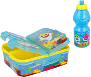 Baby Shark 3 compartimenten brooddoos (20 cm - 17 cm - 7 cm) + Drinkfles (18 cm hoog - 400 ml)
