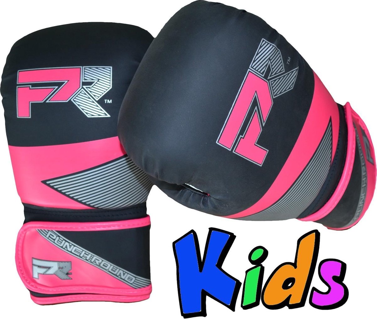 Punch Round Kids Bokshandschoenen Evoke Zwart Roze Kies hier uw maat Bokshandschoenen: 2 OZ