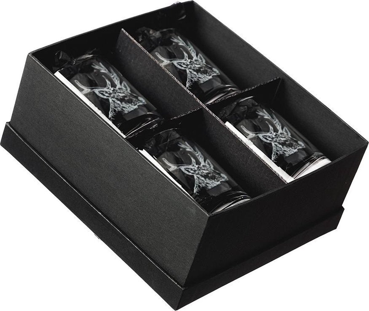 Schitterende cadeauset van 4 exclusieve Whiskyglazen | Edelhert | Made in Scotland