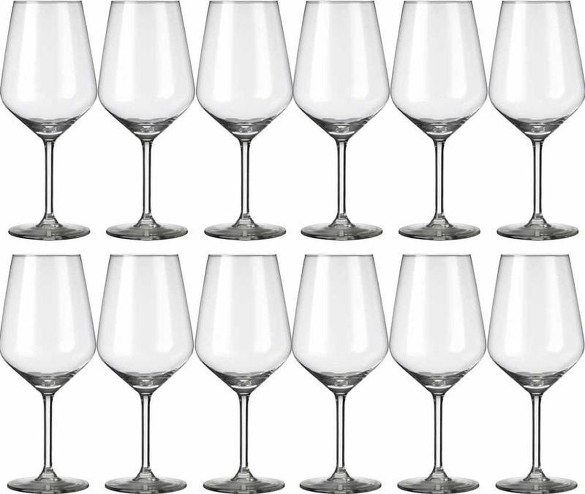 12x Luxe wijnglazen voor witte wijn 530 ml Carre - 53 cl - Witte wijn glazen - Wijn drinken - Wijnglazen van glas