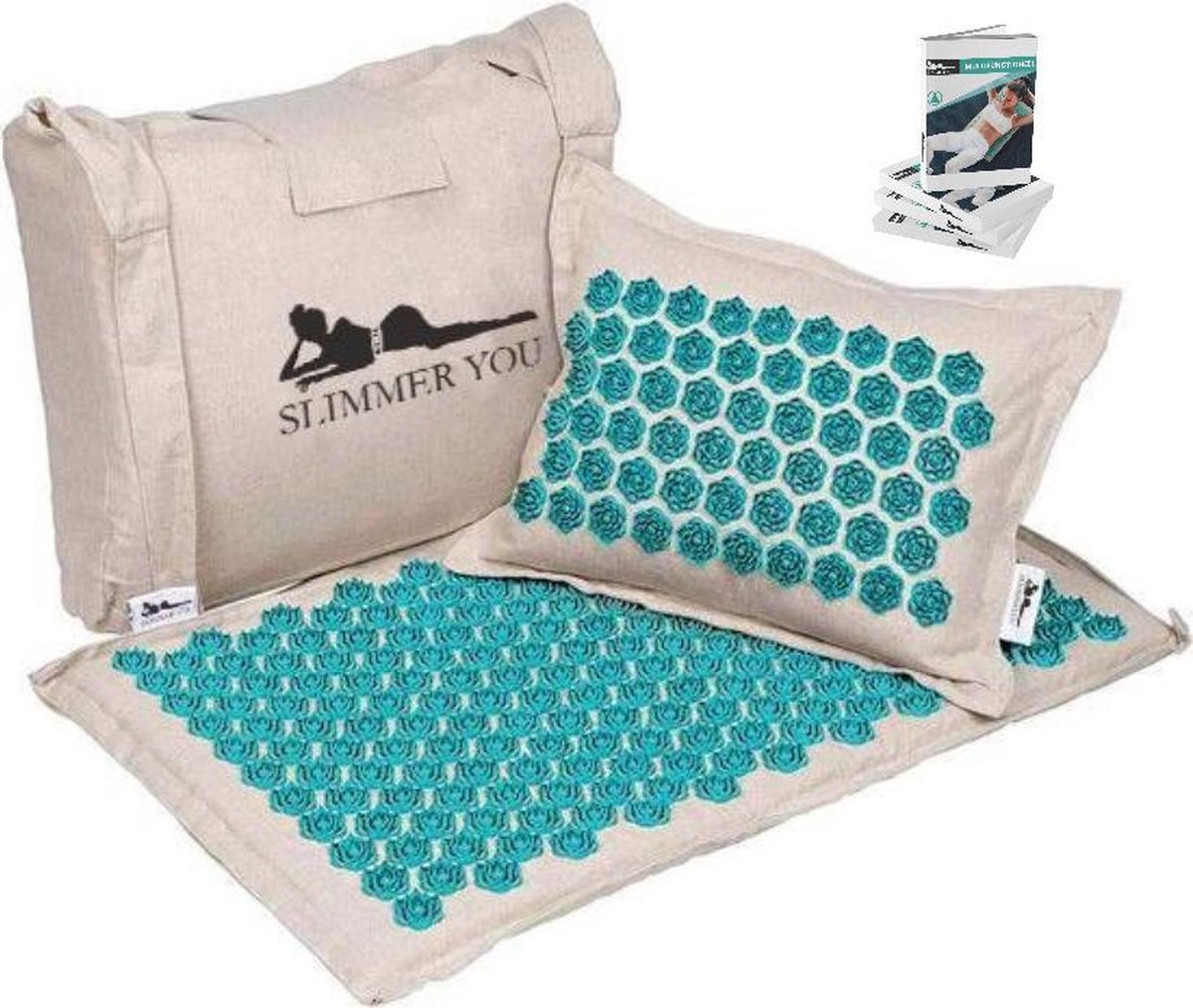 Yogamat - Spijkermat voor diepe ontspanning - Inclusief acupressuur e-book - Acupressuur mat met kussen - Massagemat - Meditatiemat - Acupunctuur mat