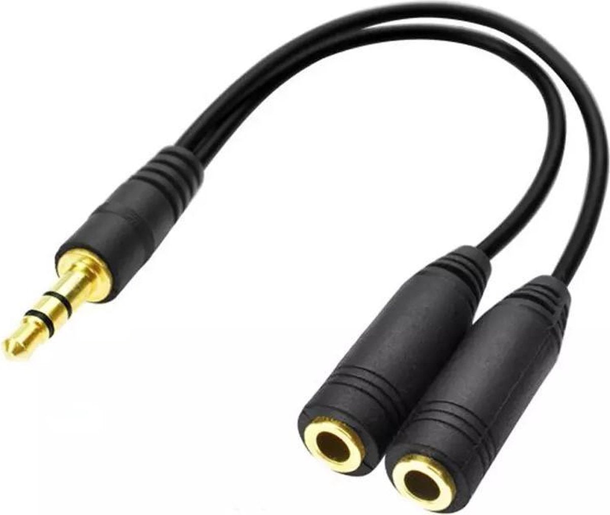 3.5mm Audio splitter-  2 poorten- koptelefoon- verlengkabel - zwart