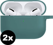 Hoes Voor Apple AirPods Pro Case Siliconen Hoesje - Mignight Green - 2 PACK